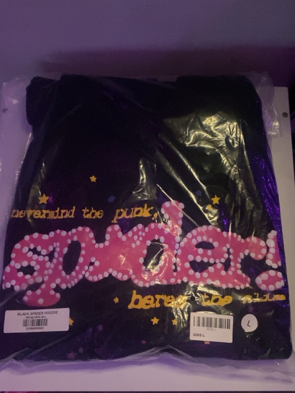 Black Graphic Windbreaker Jacket with Pink Logo